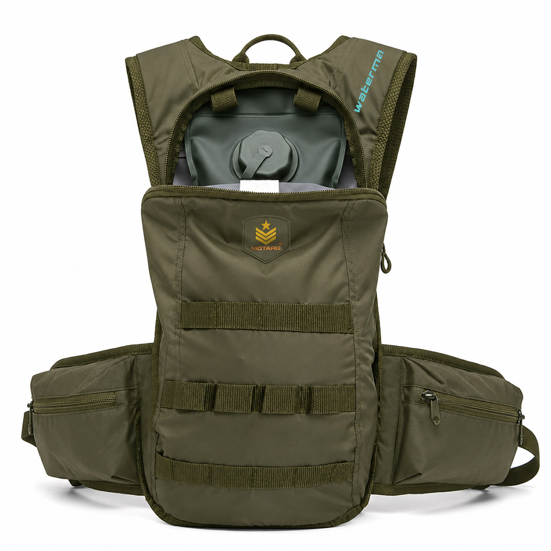 Motard Waterman H20 Hydration Tactical Backpack Olive Green with 3L Hydration Bladder - Image 7