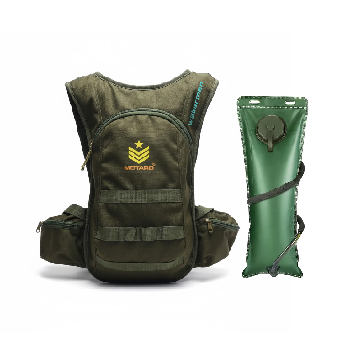 Motard Waterman H20 Hydration Tactical Backpack Olive Green with 3L Hydration Bladder - Image 6