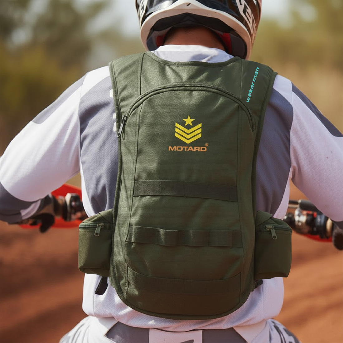 Motard Waterman H20 Hydration Tactical Backpack Olive Green with 3L Hydration Bladder - Image 8