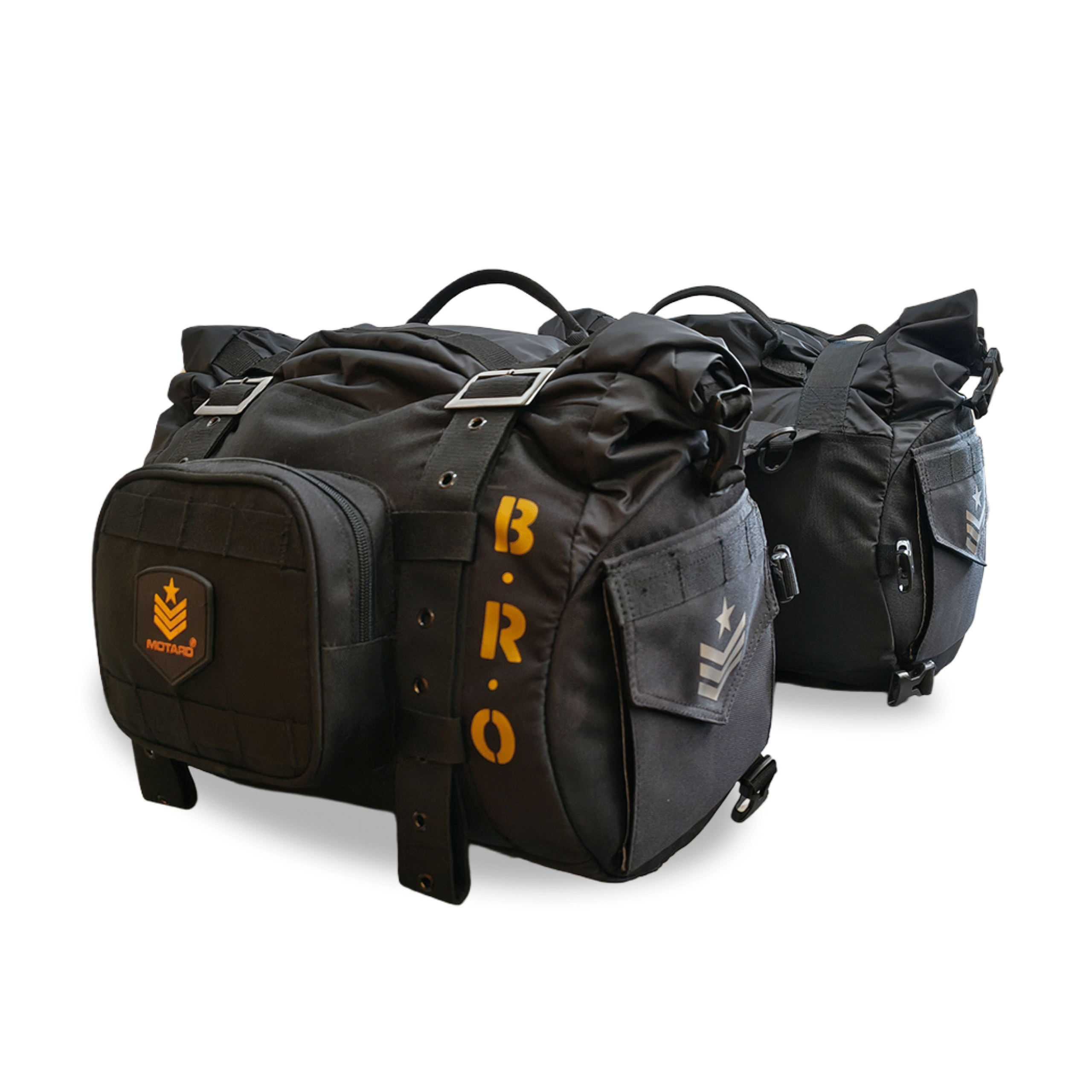 MOTARD B.R.O Motorcycle Saddle Bag 60L (30L+30L) | Waterproof Roll-Top Touring Saddle Bags | Military Style Heavy Duty Luggage for Retro, Cruiser & Adventure Bikes (Copy)