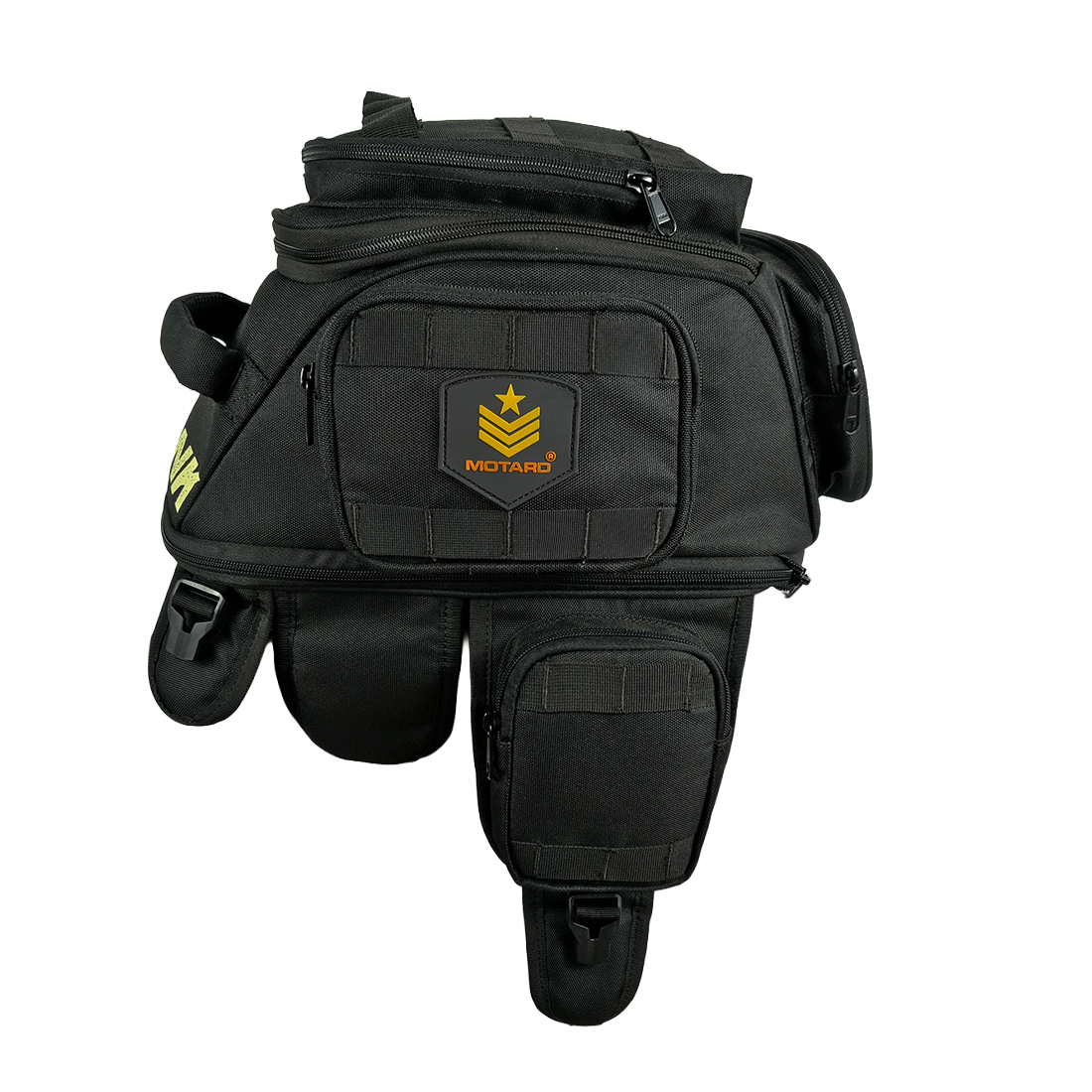 MOTARD® Tank™ Motorcycle Magnetic Tank Bag 26L Expandable to 30L | Tactical Tank Bag with 8 Magnetic Claws, Waterproof Rain Cover, Tail Bag & Backpack for All Motorcycles BLK